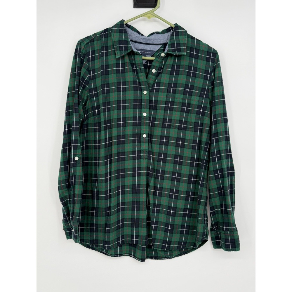 Tommy Hilfiger Woomen's 1/2 Button Down Flannel Large